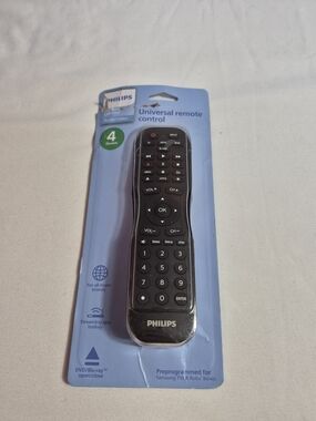 Philips - 4 Device Remote Control - Universal Remote Control Matte Black Box